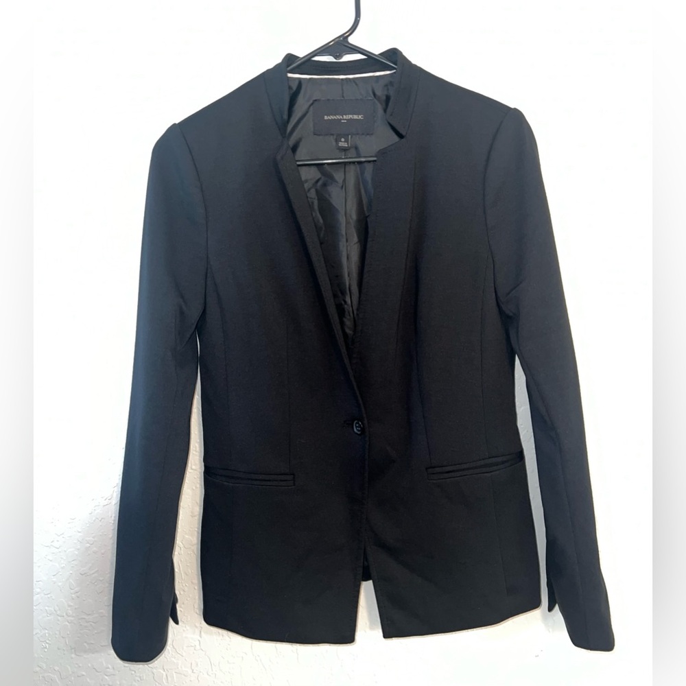 Banana Republic Womens Relaxed Blazer Sz 0 Black Business Jacket Suit Workwear